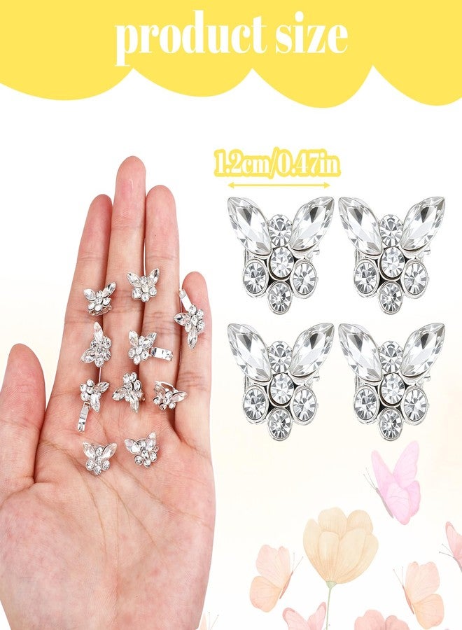 Azefnuhk 20 PCS Mini Butterfly Hair Clips, Silvery Rhinestone Butterfly Hair Clips, Decorative Butterfly Hair Accessories for Girls Women Hairstyling School Party Bridal Wedding Barrettes Birthday Gift - Image 2